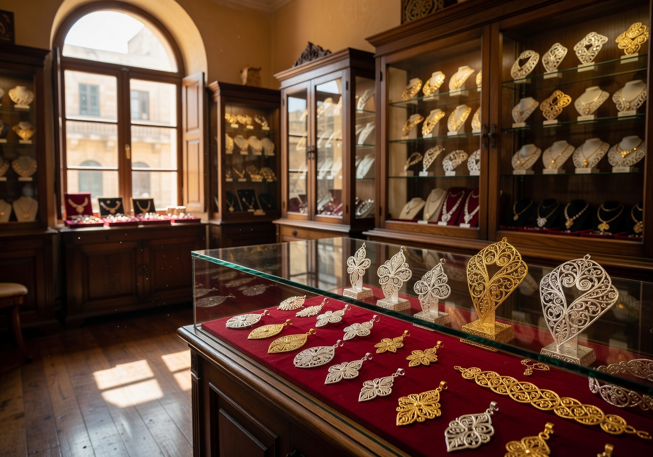 Valletta Filigree Shop Silver and Gold Jewelry